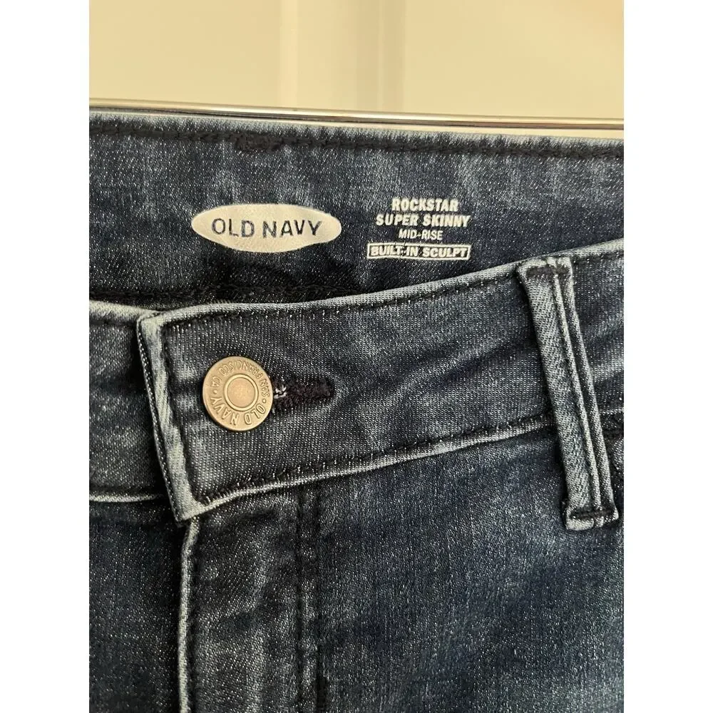 Old navy women rockstar skinny jeans mid rise size 8 tall blue NWT